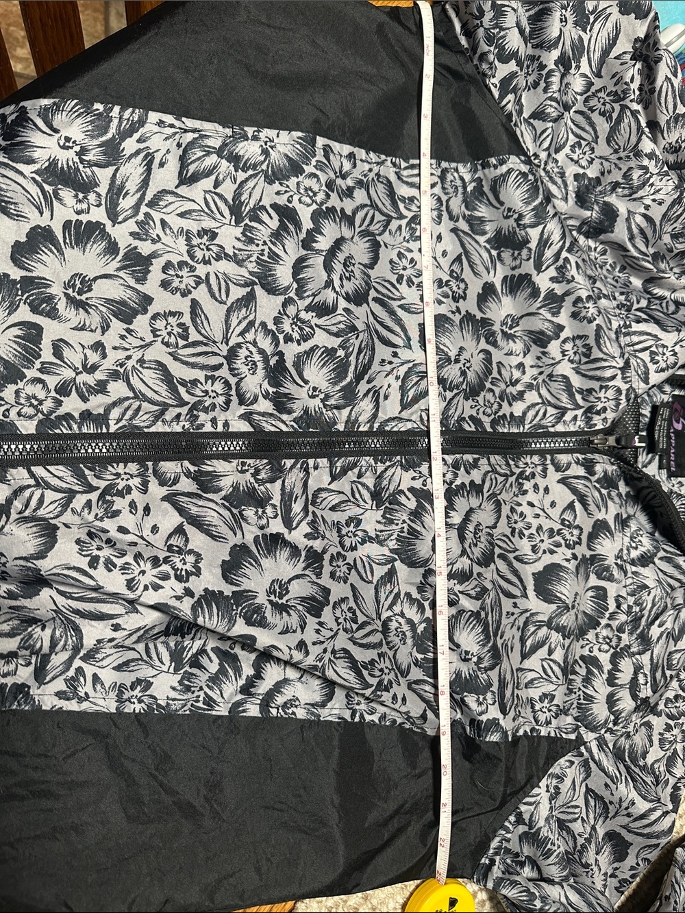 Floral Black and White Women's Rain Jacket - Picture 5 of 7